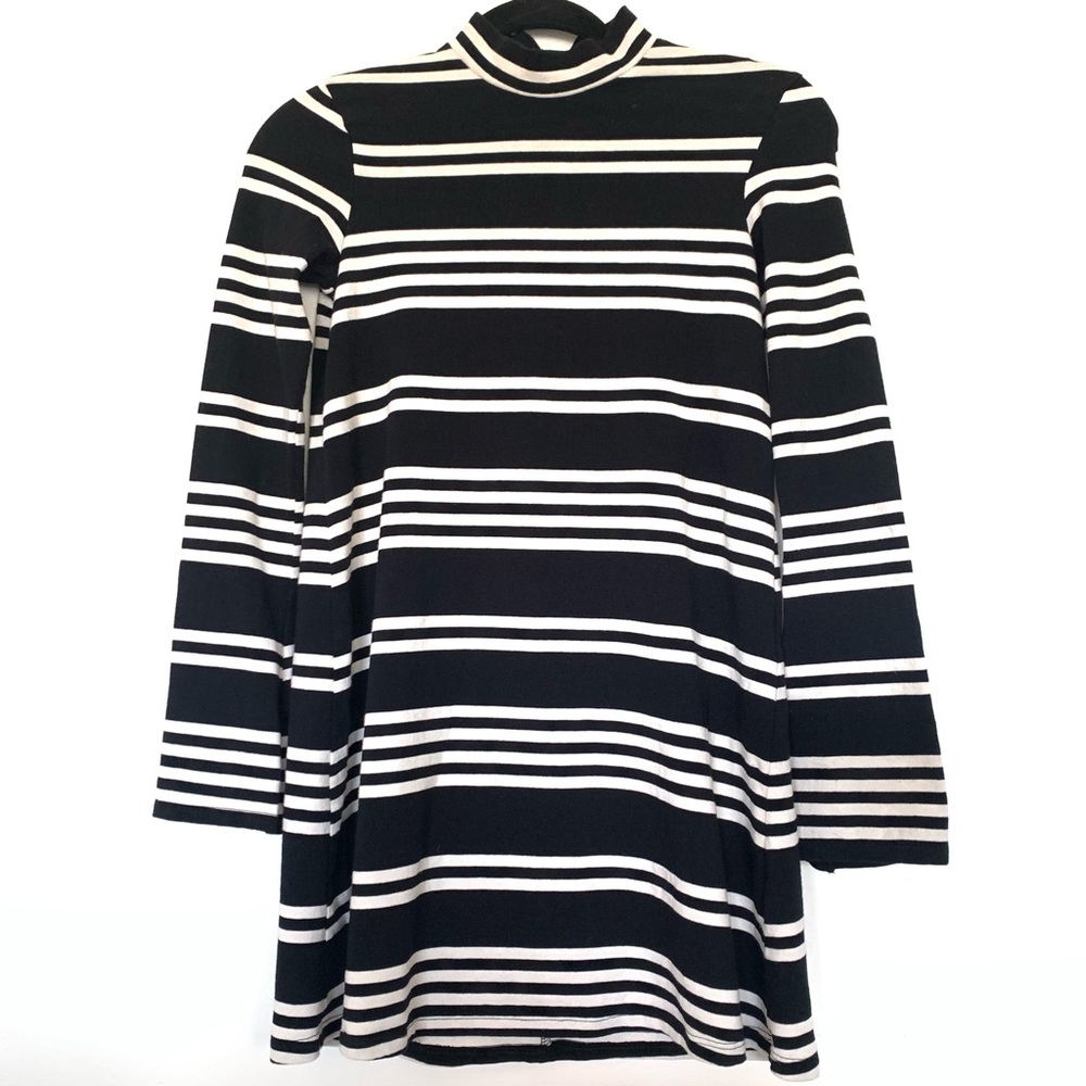 Zara Trafaluc Mock Neck Black and White Stripe Dress